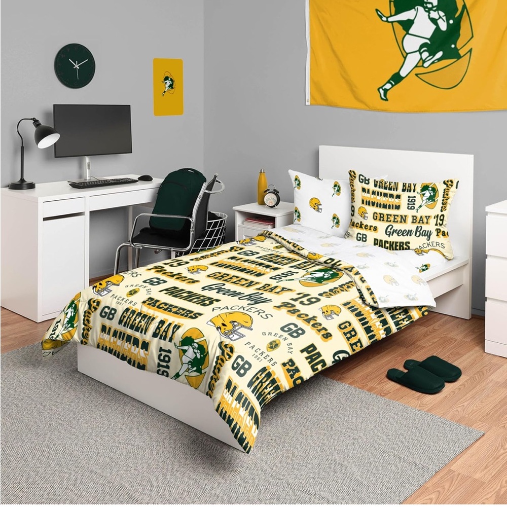 Green Bay Packers Bedding Set - Green and Yellow TWIN